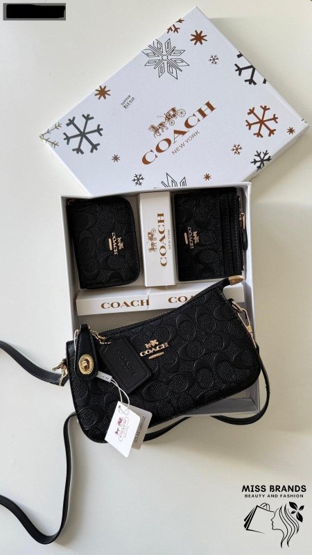 طقم شنتة مع جزدانين اقتصادي - Coach / ٣ قطع شامل علبة الشركة